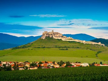 Ruin of Spissky Castle in Slovakia at sunset