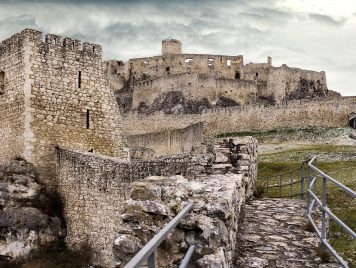 Ruin of Spissky Castle, Slovakia with dramatic sky.